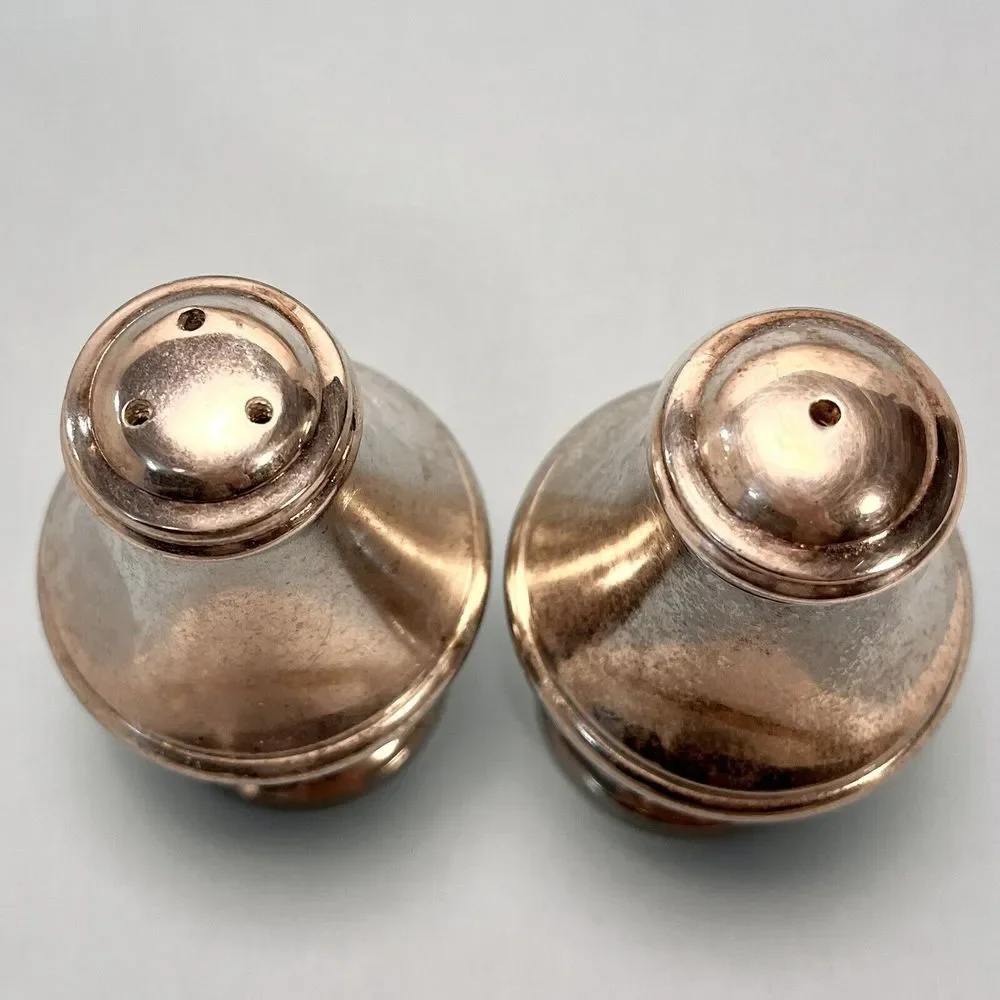 Vintage Art Deco Silver Plate Salt And Pepper Shaker Set‎ 3.75